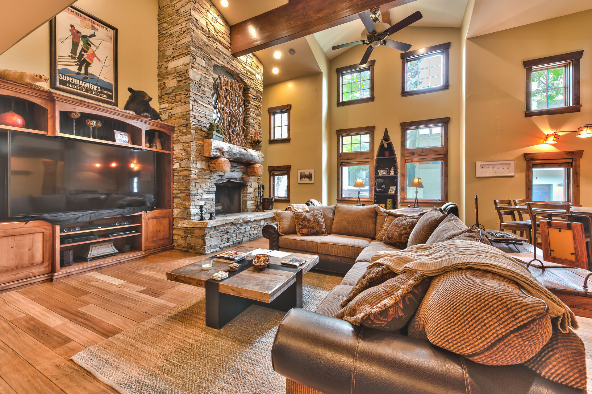 living room in one of our luxury vacation homes in park city utah