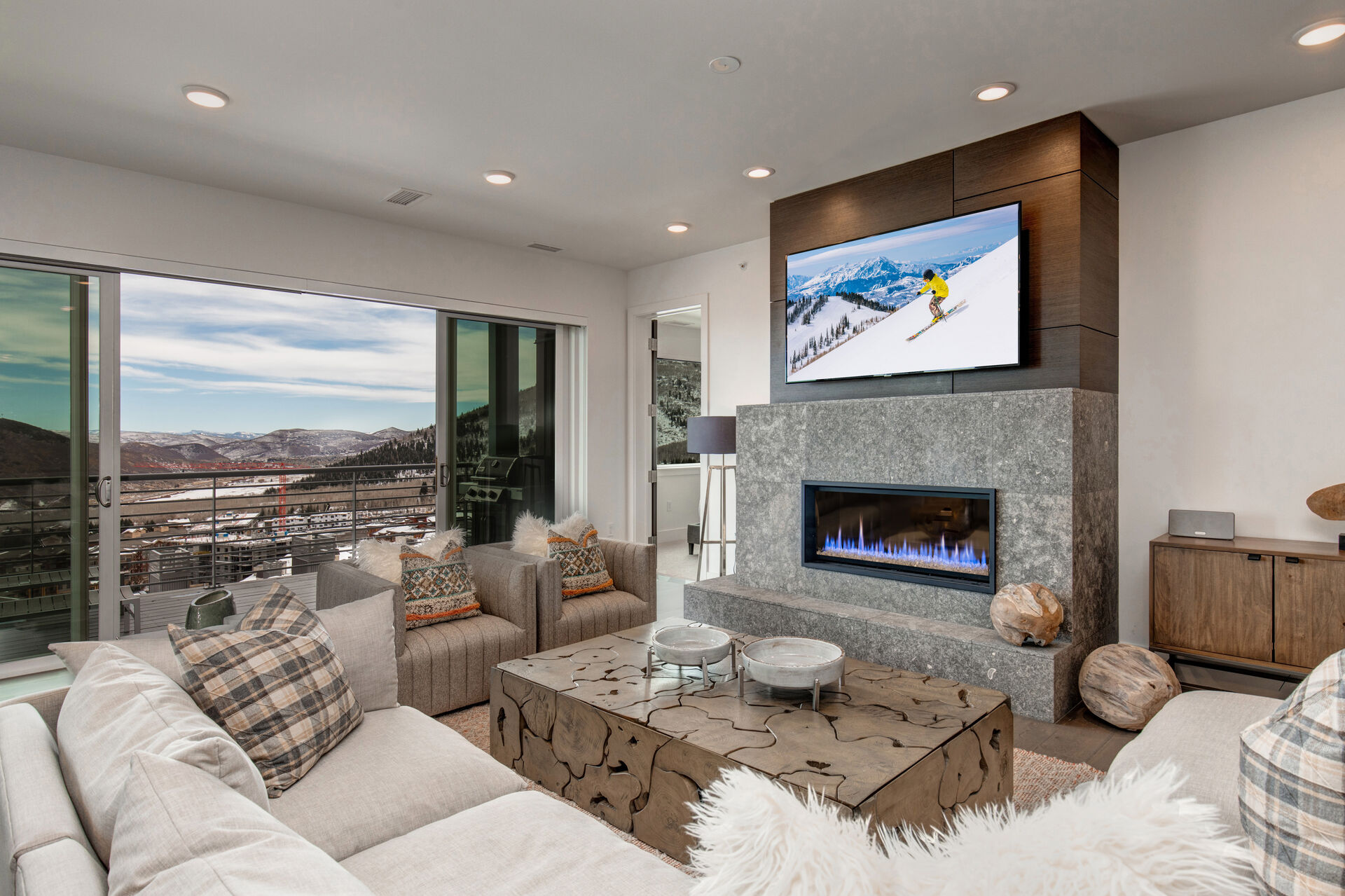 living room in one of our Park City Ski In Ski Out Rentals