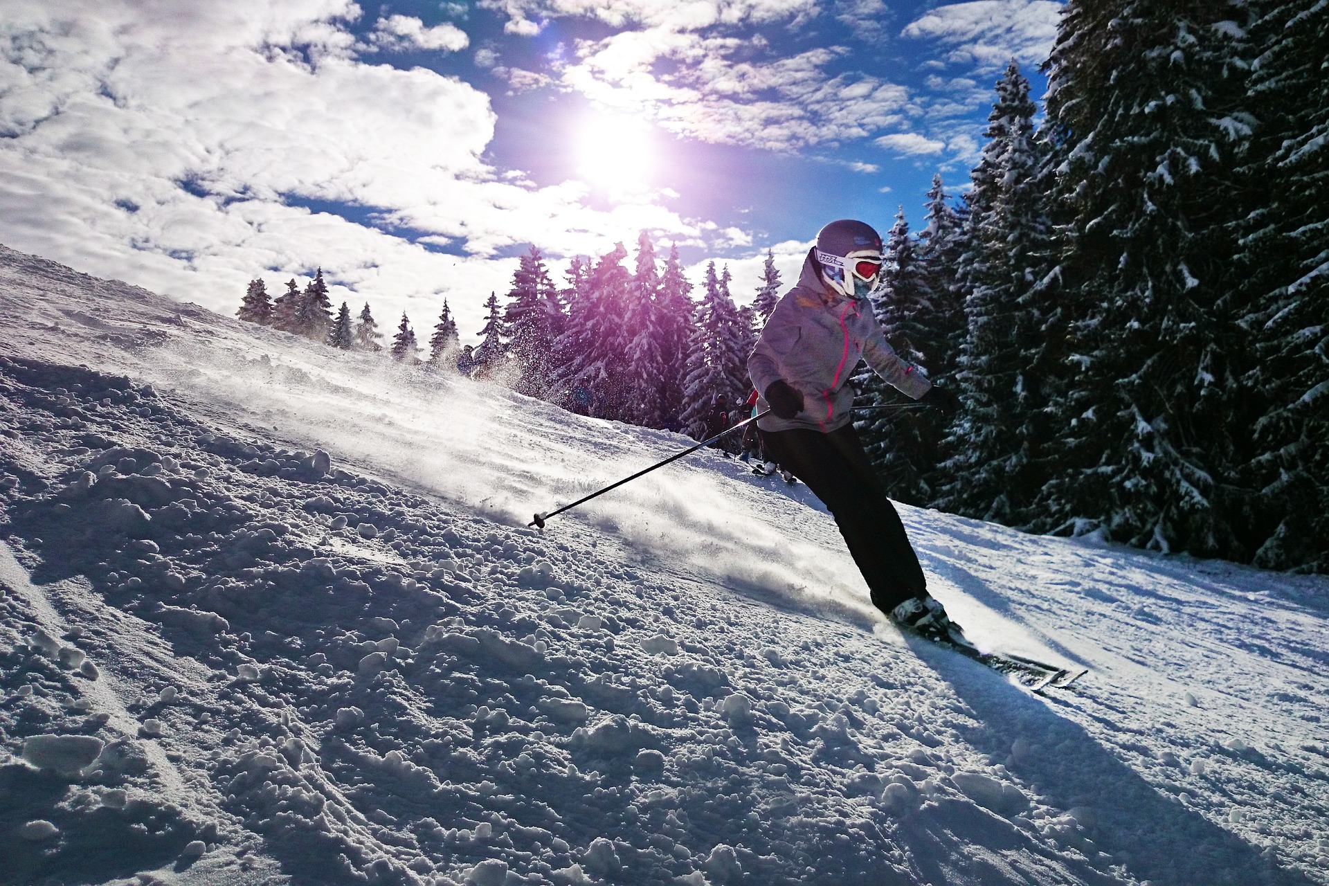 A woman on the ski slopes.